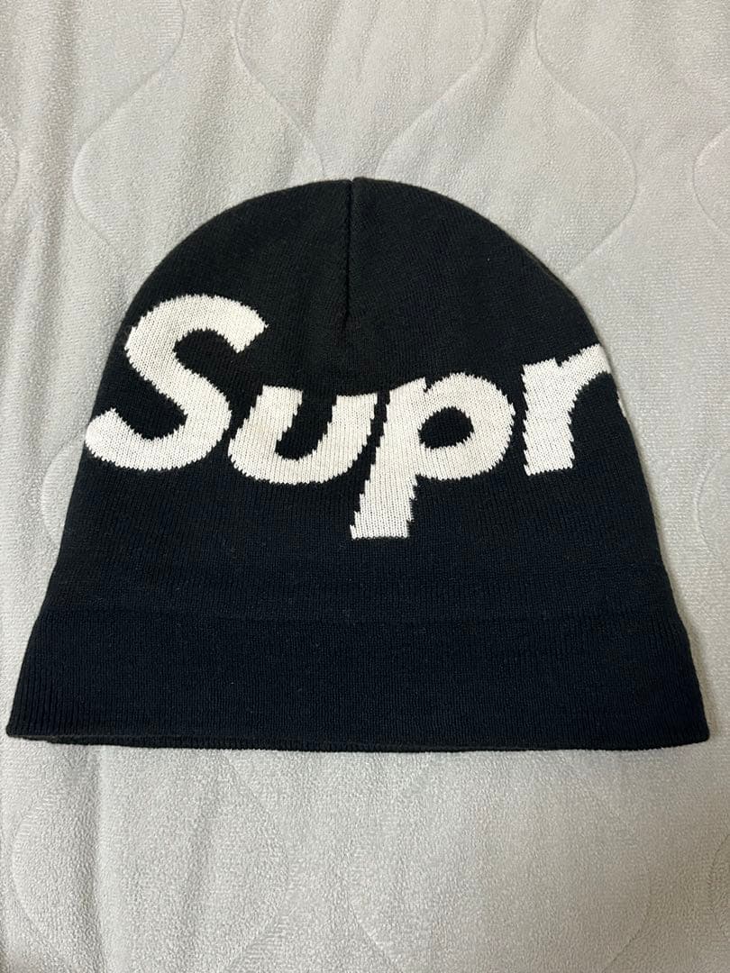 Supreme ビッグロゴ ニット帽 ブラック シュプリーム ビーニー