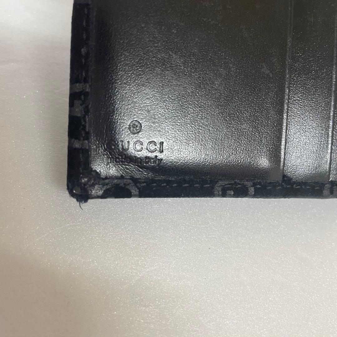 GUCCI GG 二つ折り 財布 ロゴ 黒 ブラック スエード