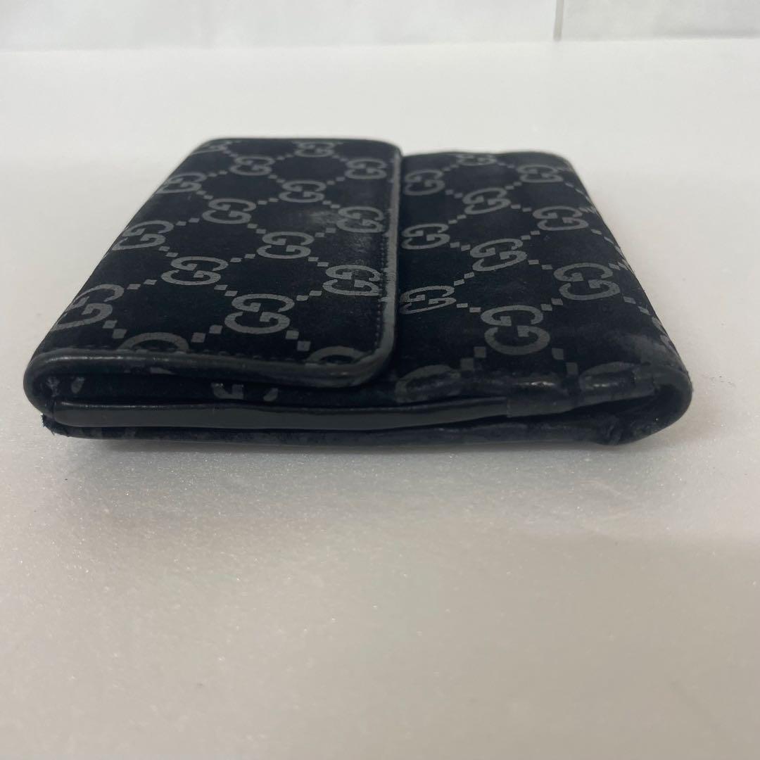 GUCCI GG 二つ折り 財布 ロゴ 黒 ブラック スエード