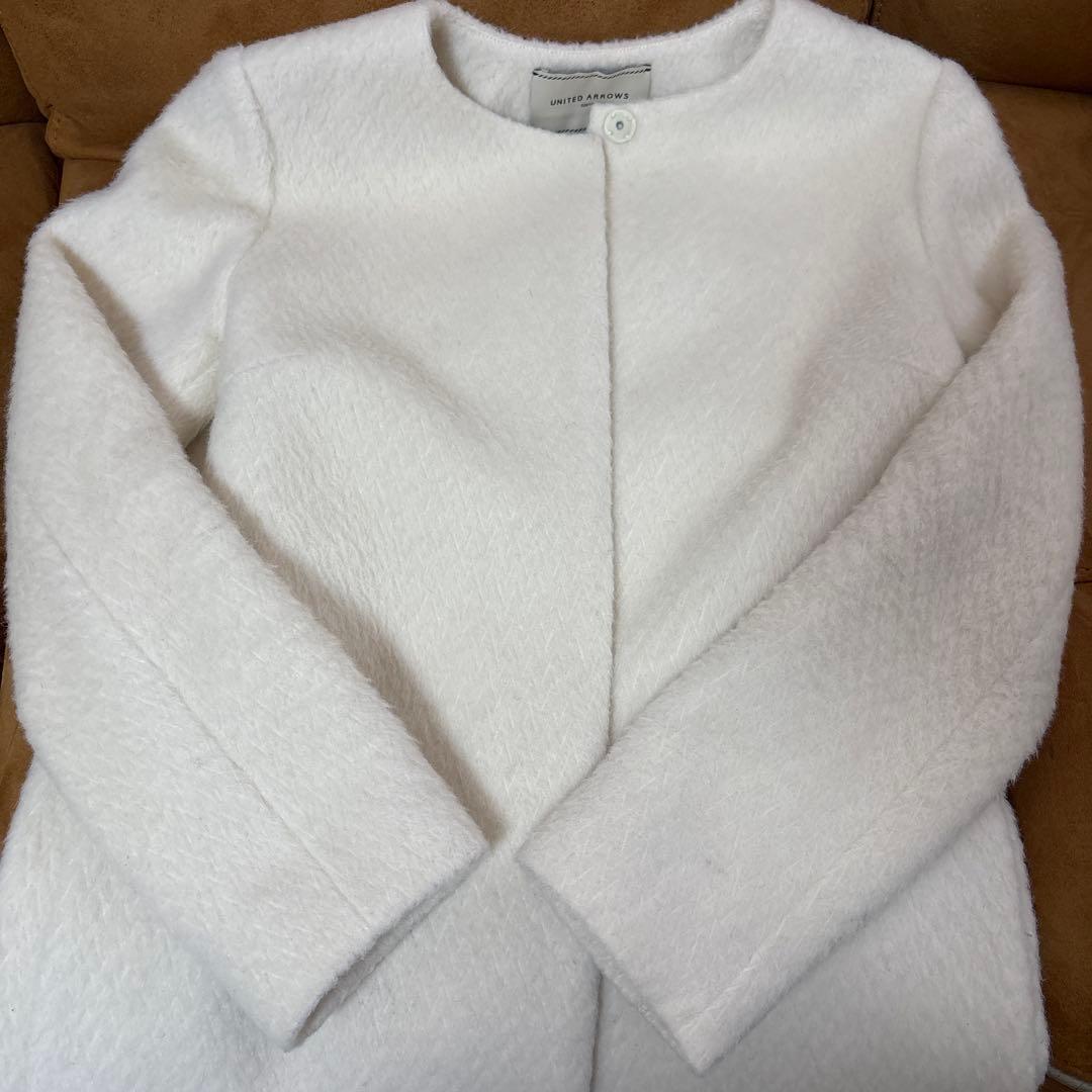 UNITED ARROWS ホワイト アルパカシャギーコート