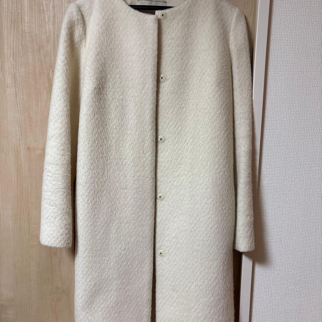 UNITED ARROWS ホワイト アルパカシャギーコート