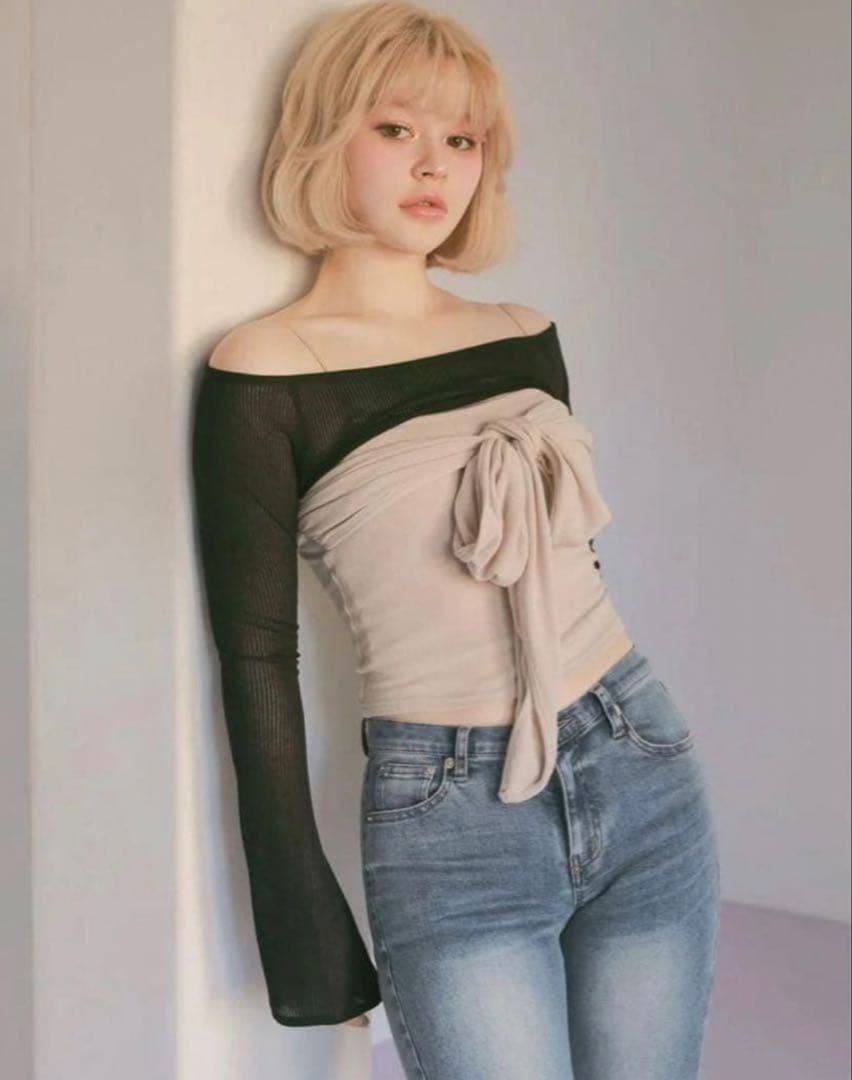 完売品 andmary Shayla ribbon tops black