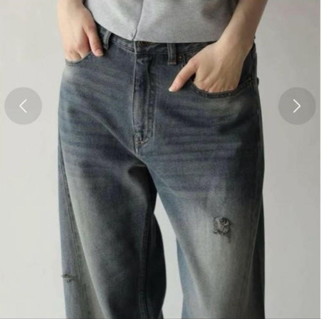 新品！スコットクラブ RADIATE 切替デザイン ダメージデニム　ワイドパンツ