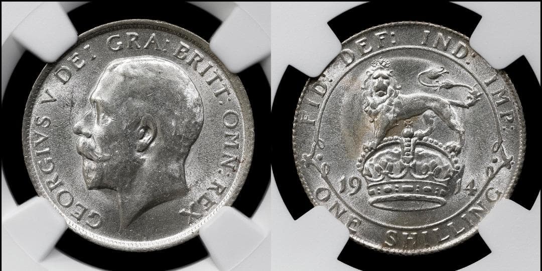 NGC-AU58 イギリス　ジョージ5世 1914　銀貨