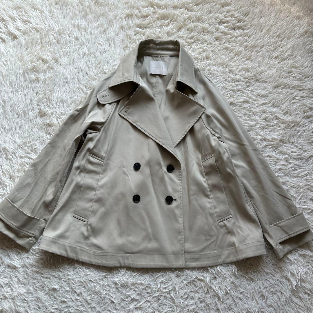 美品✨アンフィーロ　【洗える】ショートトレンチコート　ラグラン袖　ベージュ　S