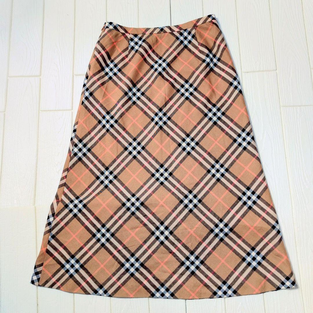 BURBERRY バーバリー ノバチェック ロングスカート フレアー 綿 40Ｌ