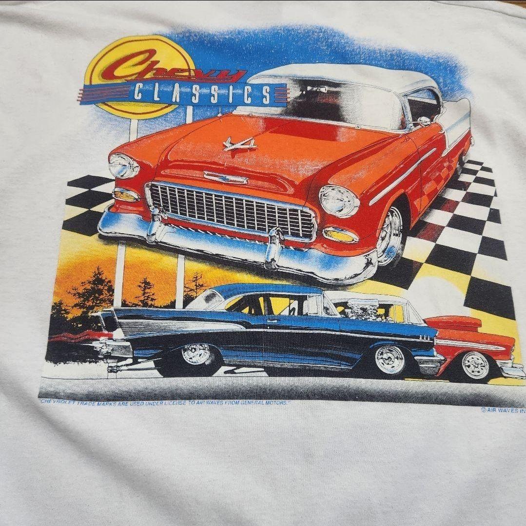 90s Chevrolet　シボレー シェビー　車プリント　Tシャツ　白　XL