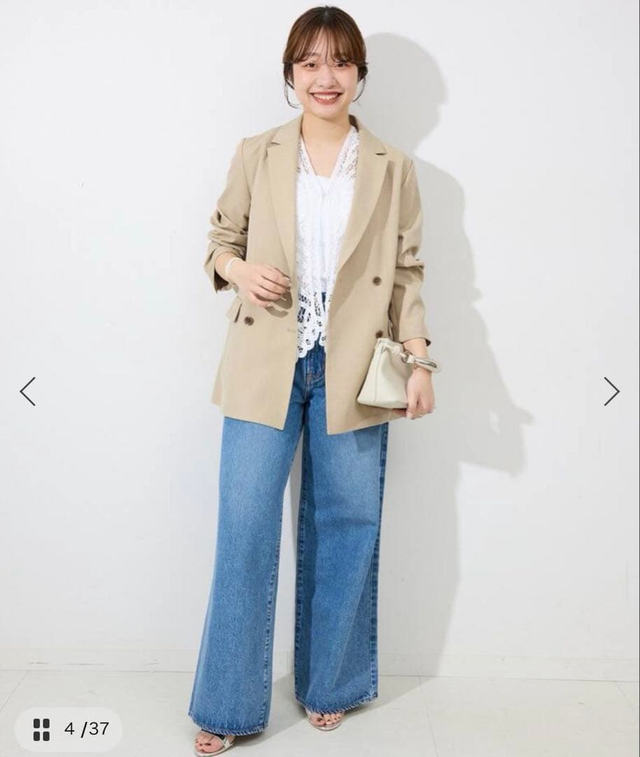 25SS 美品SLOBE IENAツイルダブルブレストジャケット　36