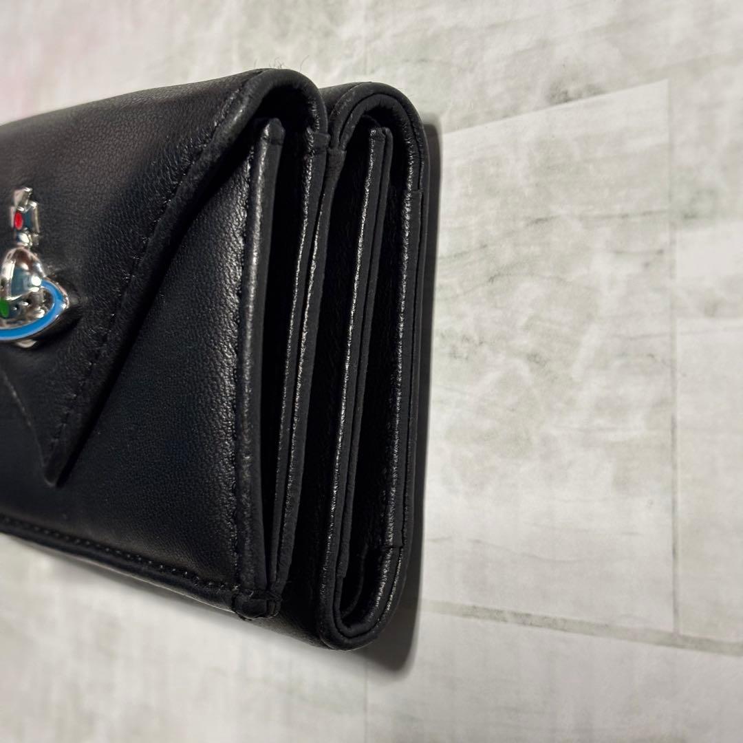 美品 ヴィヴィアンウエストウッド オーブロゴ 三つ折り財布 レター型 ブラック