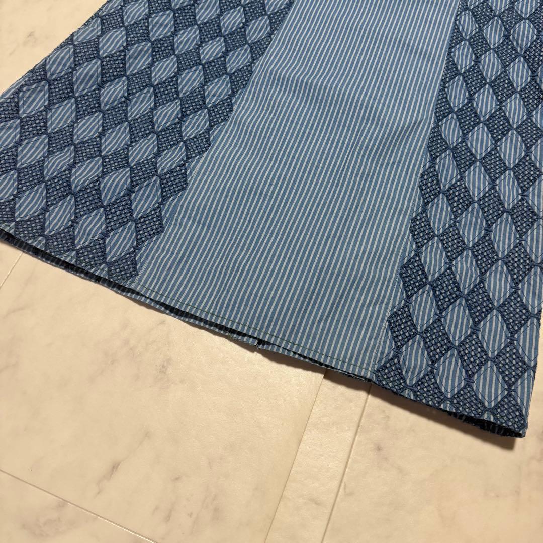 ホコモモラ シャツワンピース 刺繍 ストライプ ウォッシャブル コットン L