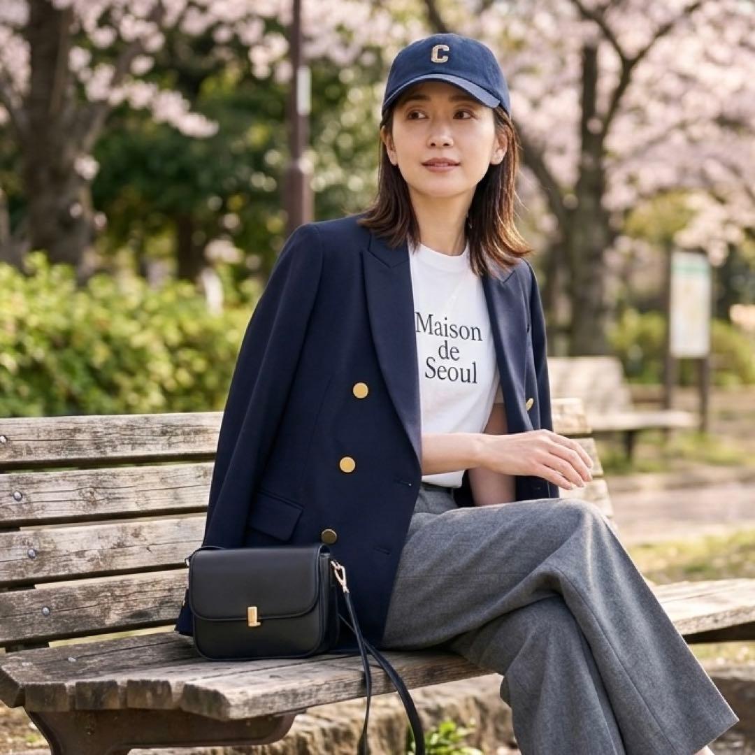 美品✨ROPE 紺ブレ ダブル 金ボタン 38 美シルエット ネイビー