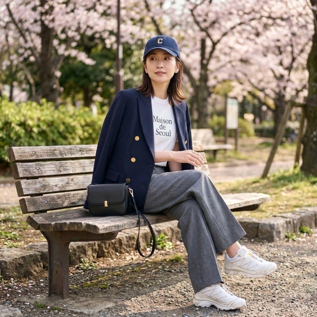 美品✨ROPE 紺ブレ ダブル 金ボタン 38 美シルエット ネイビー