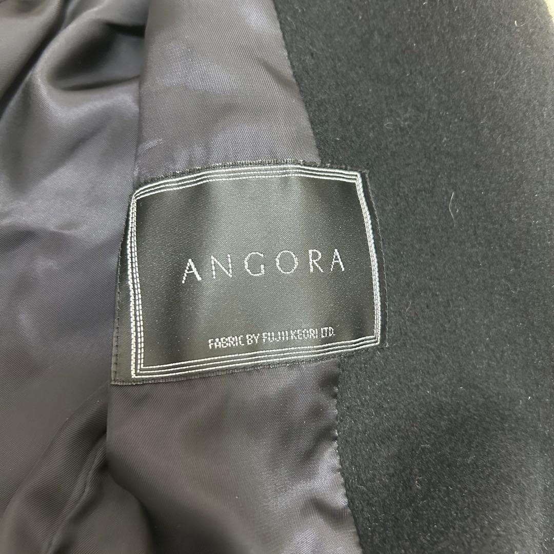 【美品】イネド アンゴラ ウール ベルト付きロングコート ブラックLサイズ