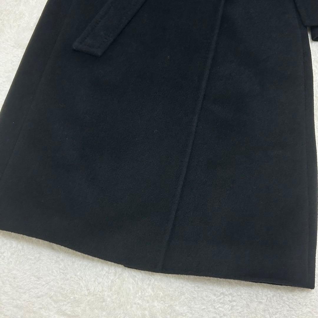 【美品】イネド アンゴラ ウール ベルト付きロングコート ブラックLサイズ
