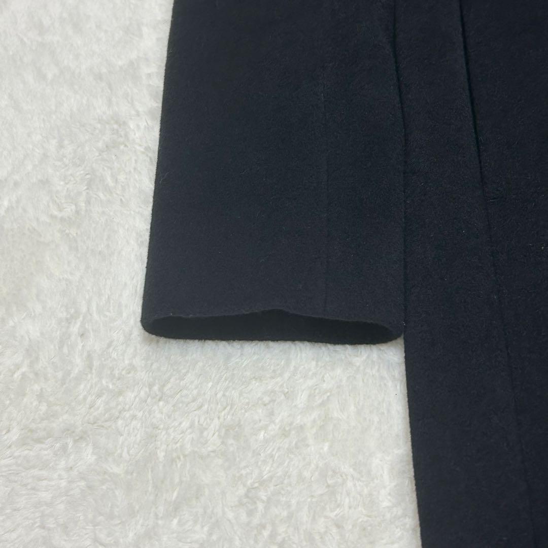 【美品】イネド アンゴラ ウール ベルト付きロングコート ブラックLサイズ