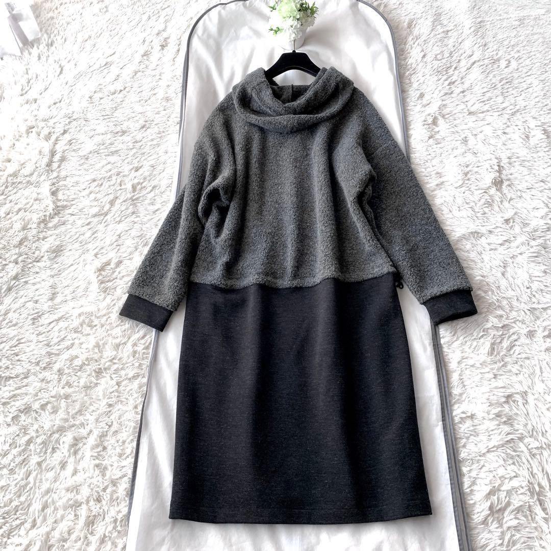 新品同様‼️ Leilian WHITE LABELフード付き ふんわりワンピース