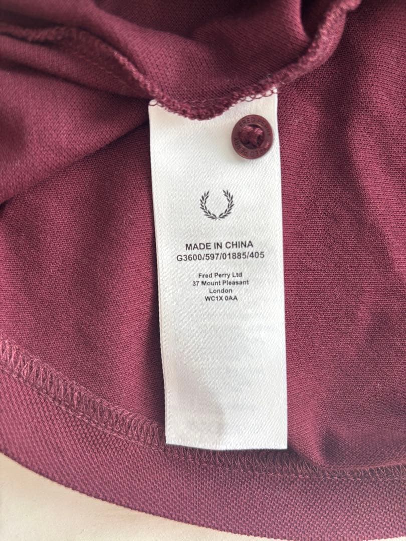 FRED PERRY バーガンディ ポロシャツ UK 6