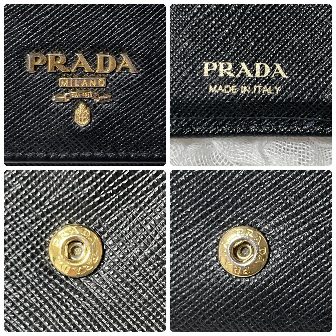 PRADA 三つ折り財布 ギャランティカード　コンパクト　プラダ　ゴールド　黒