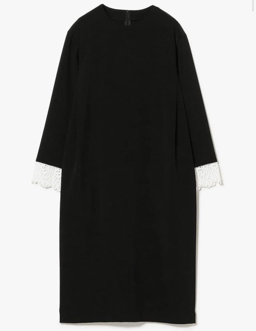 Demi-Luxe BEAMS ダブルクロス レースカフス ワンピース 紺
