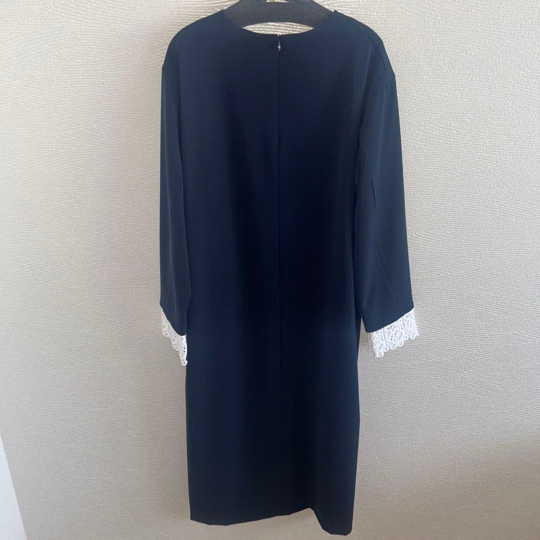 Demi-Luxe BEAMS ダブルクロス レースカフス ワンピース 紺