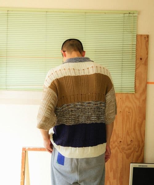 pamm サイズ3 格子のニットポロシャツ