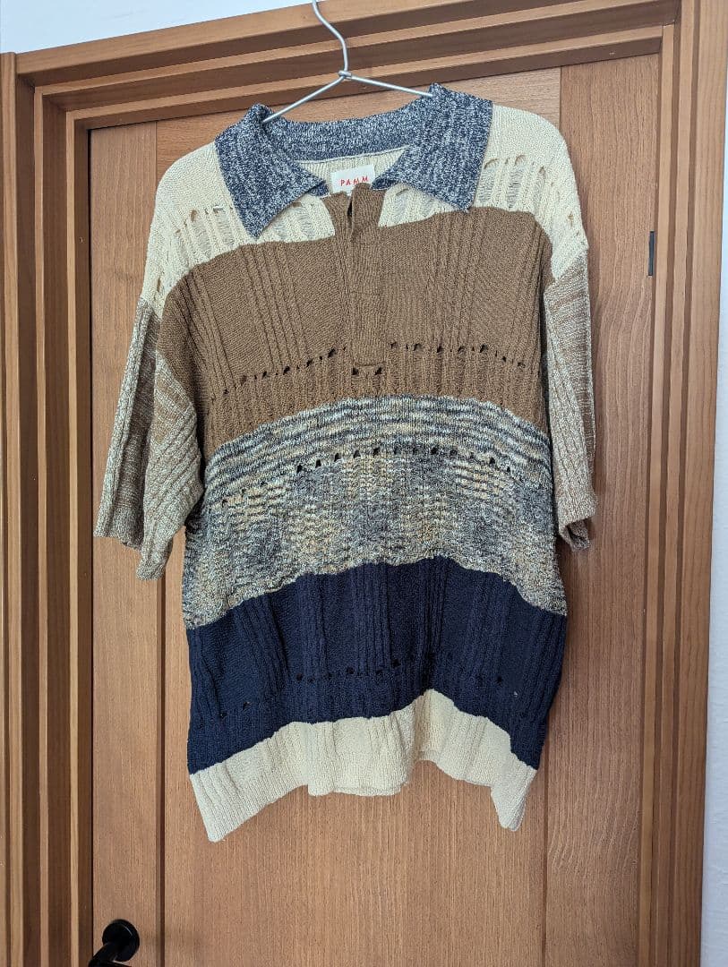 pamm サイズ3 格子のニットポロシャツ
