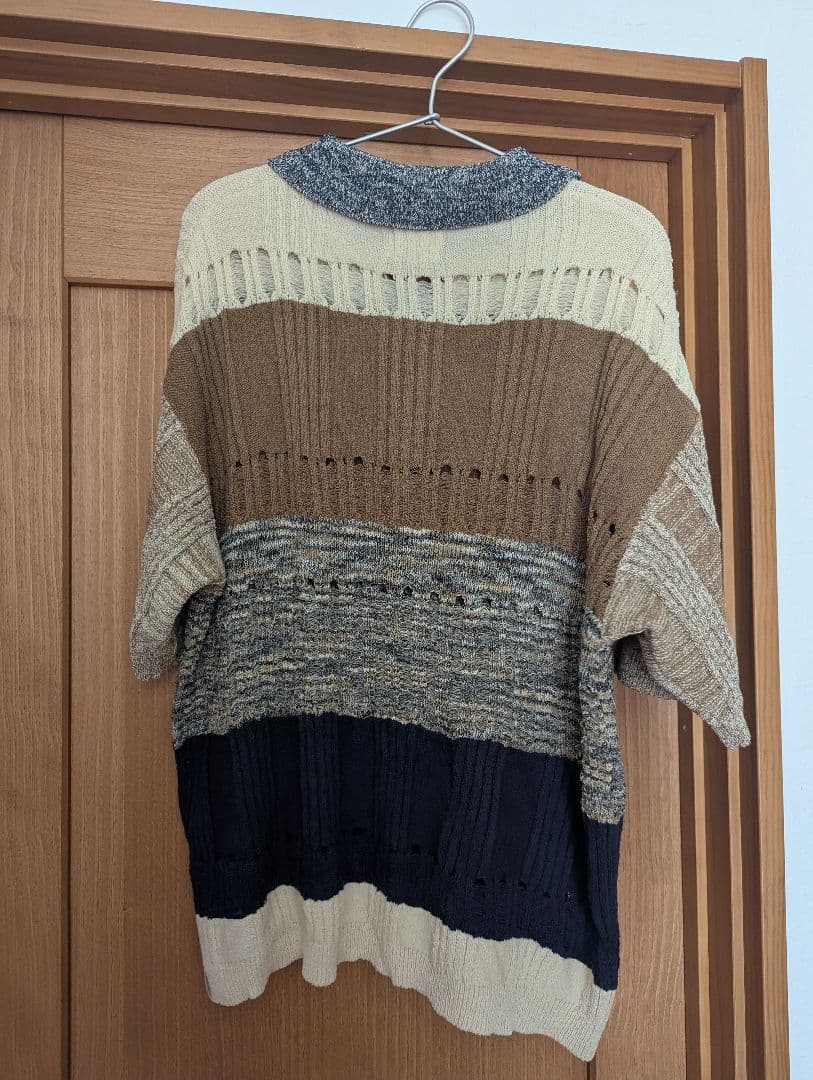 pamm サイズ3 格子のニットポロシャツ