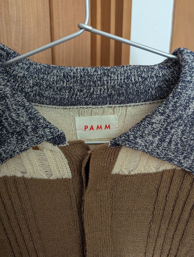 pamm サイズ3 格子のニットポロシャツ