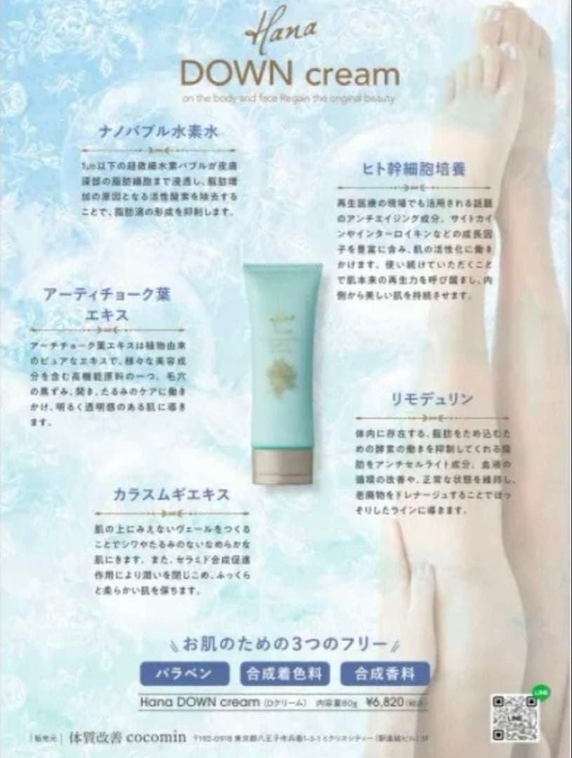 Hanaクリーム　水紀華　ハナクリーム　Dクリームdown ダウン　ココミン