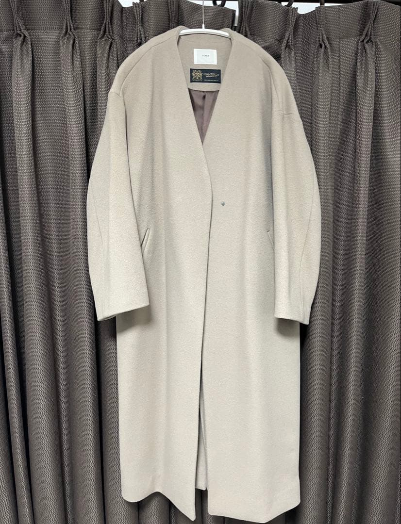美品　IENA MANTECO ノーカラー ロングコート ベージュ