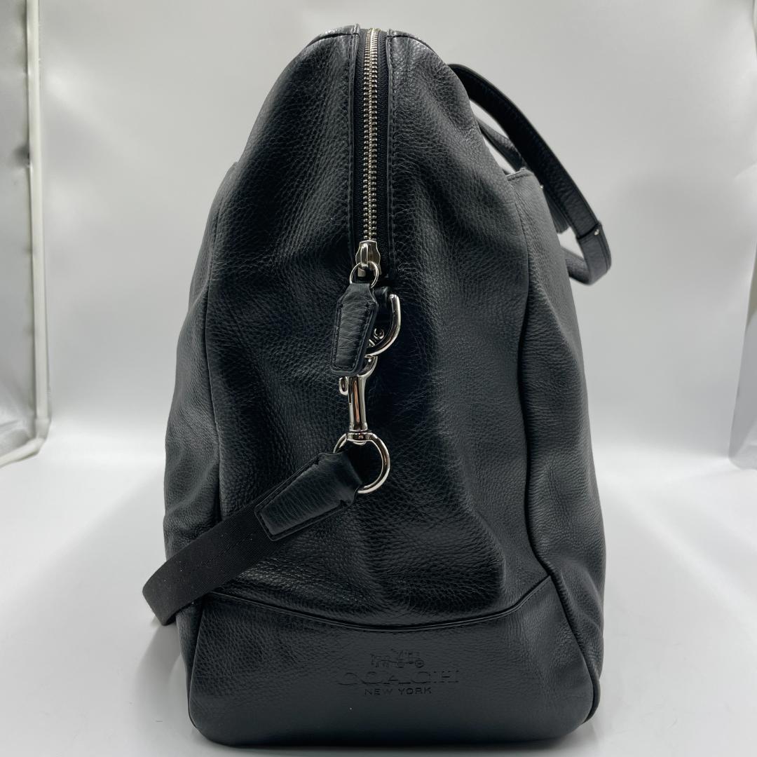 良品 COACH ボストンバッグ レザー ブラック 大容量 肩掛け
