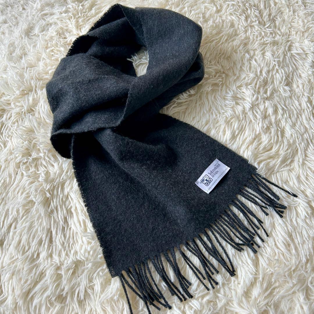 Johnstons ジョンストン カシミヤ ストール マフラー 美品 ブラック系