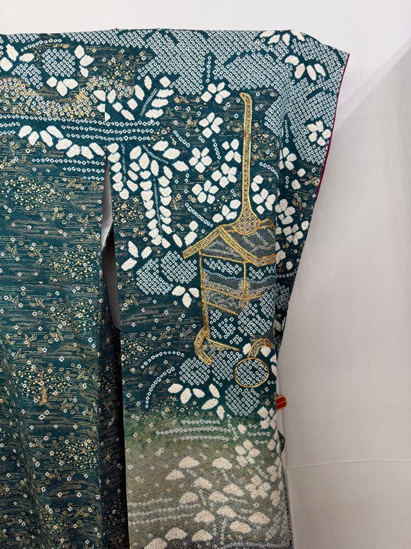 283)着物　振袖　未着用品　絞り　正絹　身丈164cm