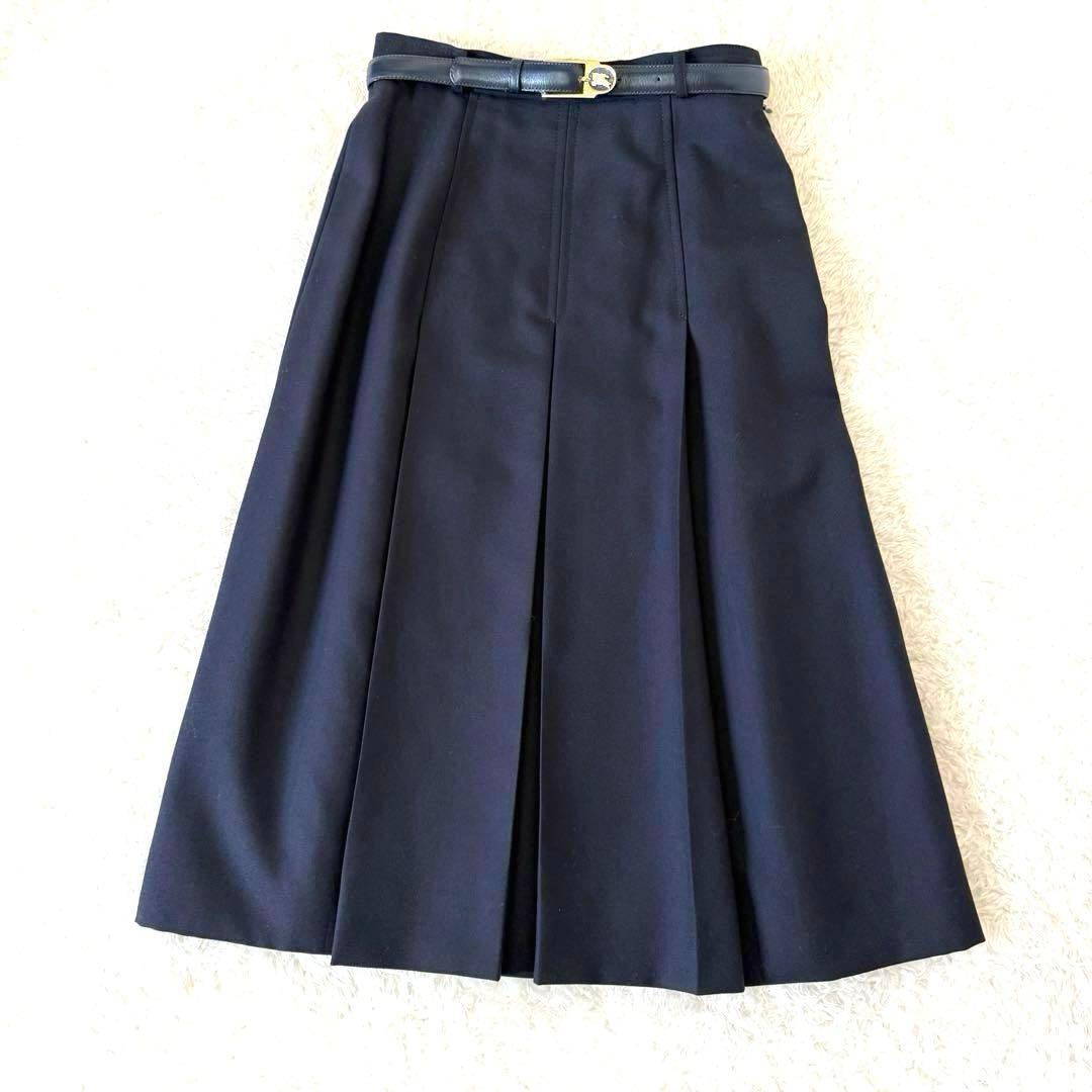 未使用　90s ヴィンテージ BURBERRY ボックスプリーツスカート　紺