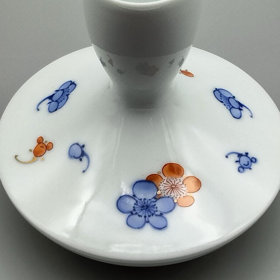 鍋島家杏葉紋銘 色絵梅花散文 三ッ足 チロリ形徳利