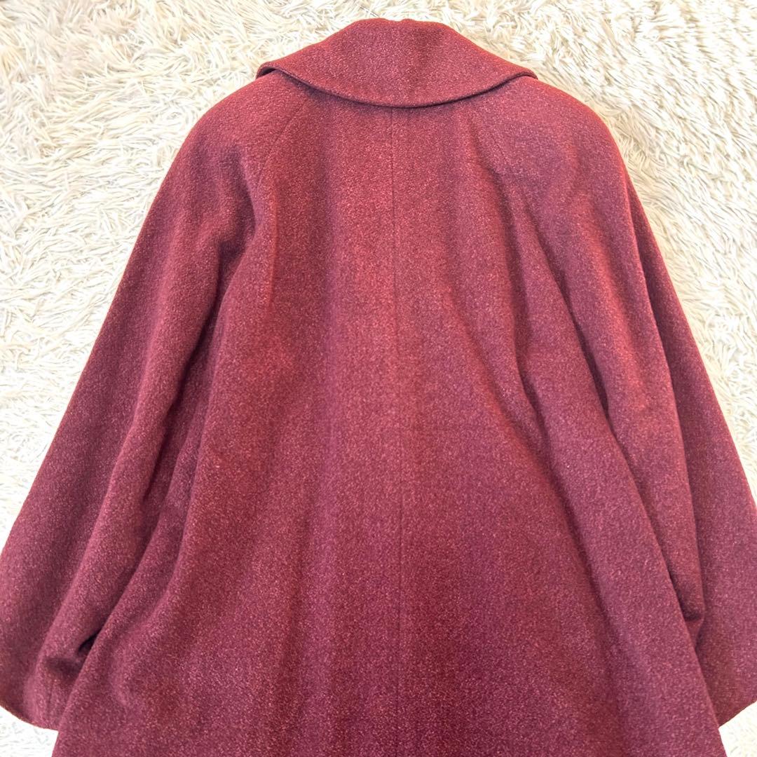 Leilian ダブルブレストロングコート 高級 シルク アンゴラブレンド