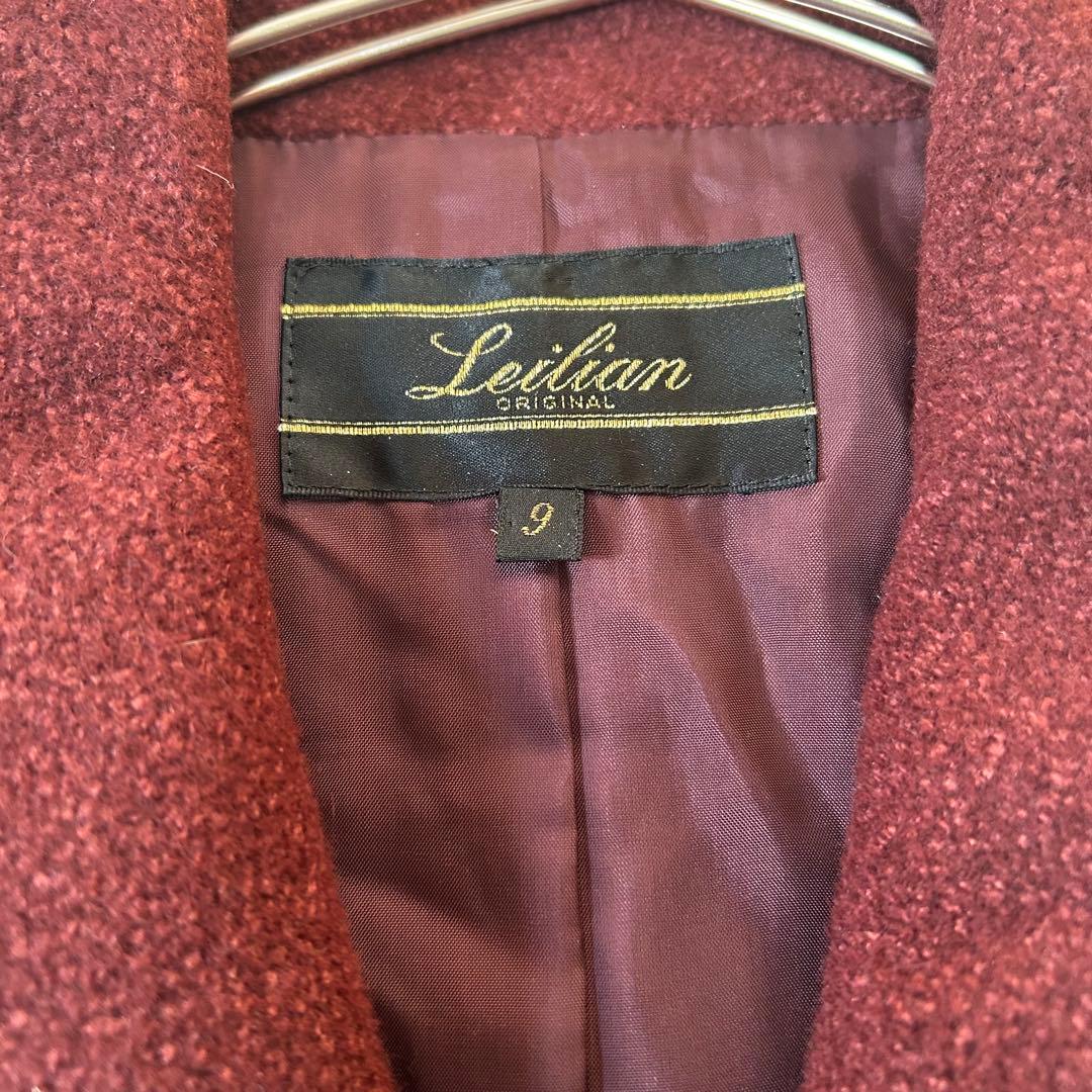 Leilian ダブルブレストロングコート 高級 シルク アンゴラブレンド