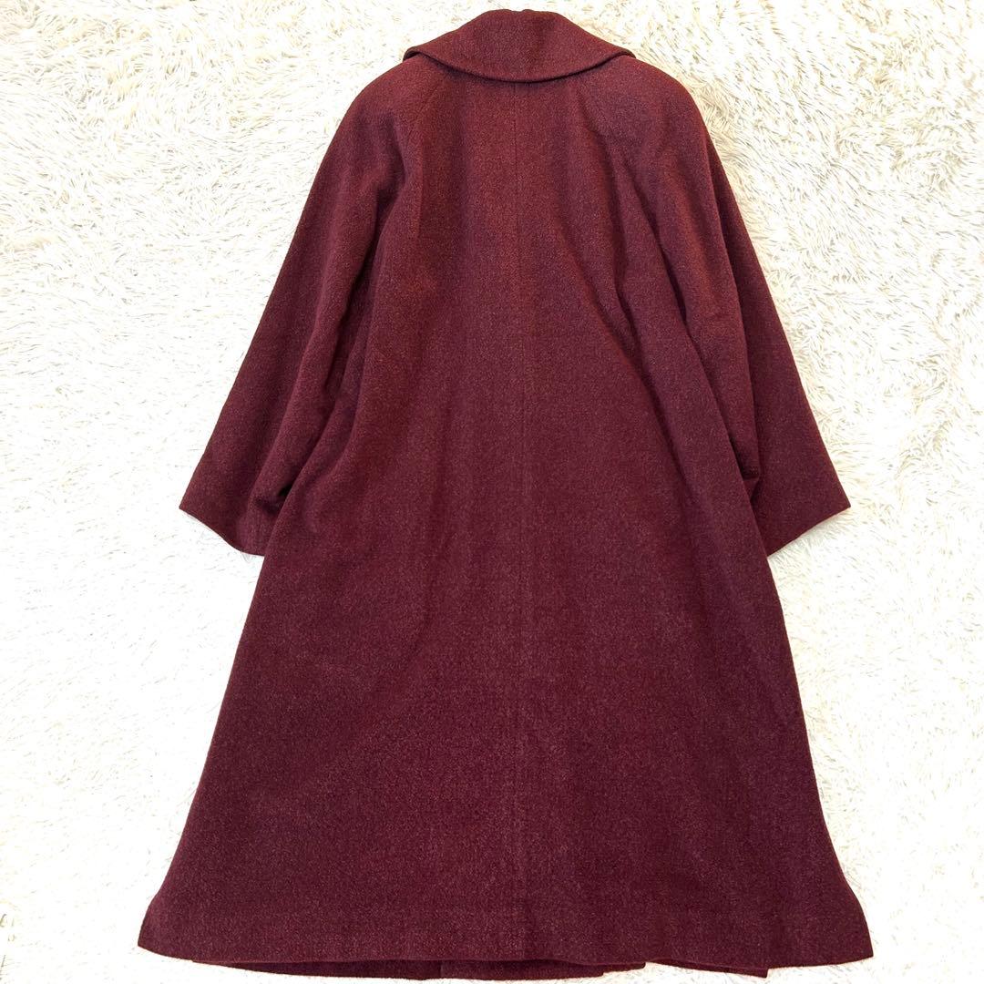 Leilian ダブルブレストロングコート 高級 シルク アンゴラブレンド