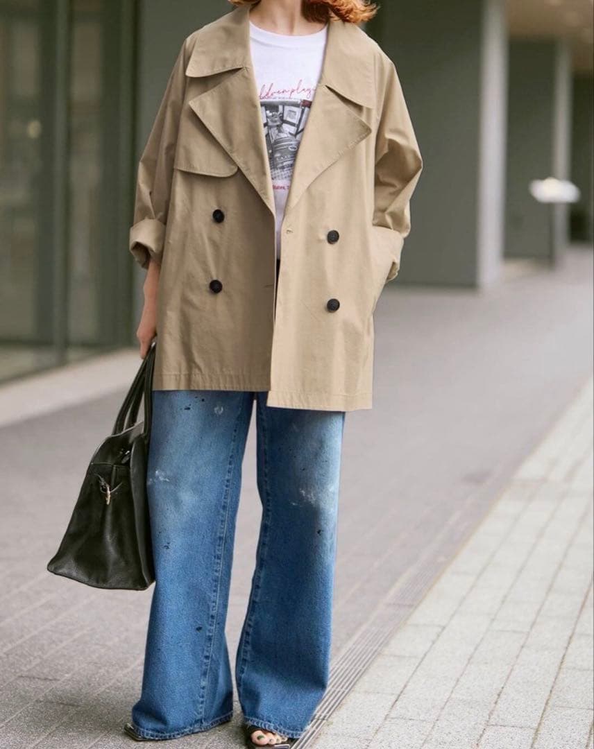 【つわ】Spick&Span C/Pミドル丈トレンチコート 36 ベージュ