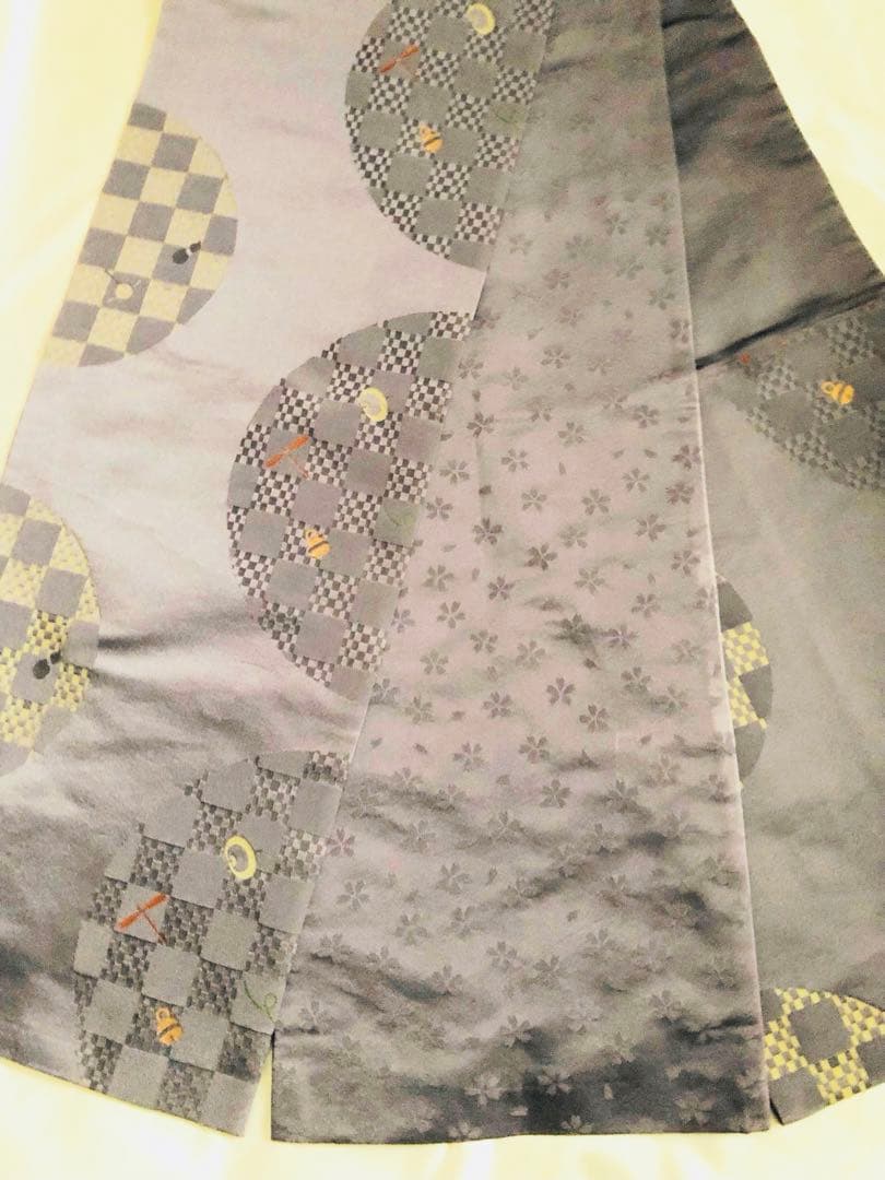 モダンな京袋帯　正絹　美品