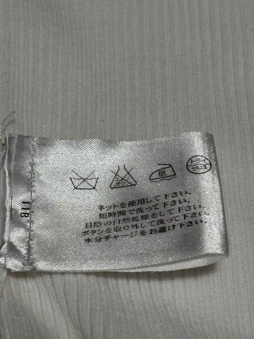 CHANEL ホワイトリブ編み半袖Tシャツ S