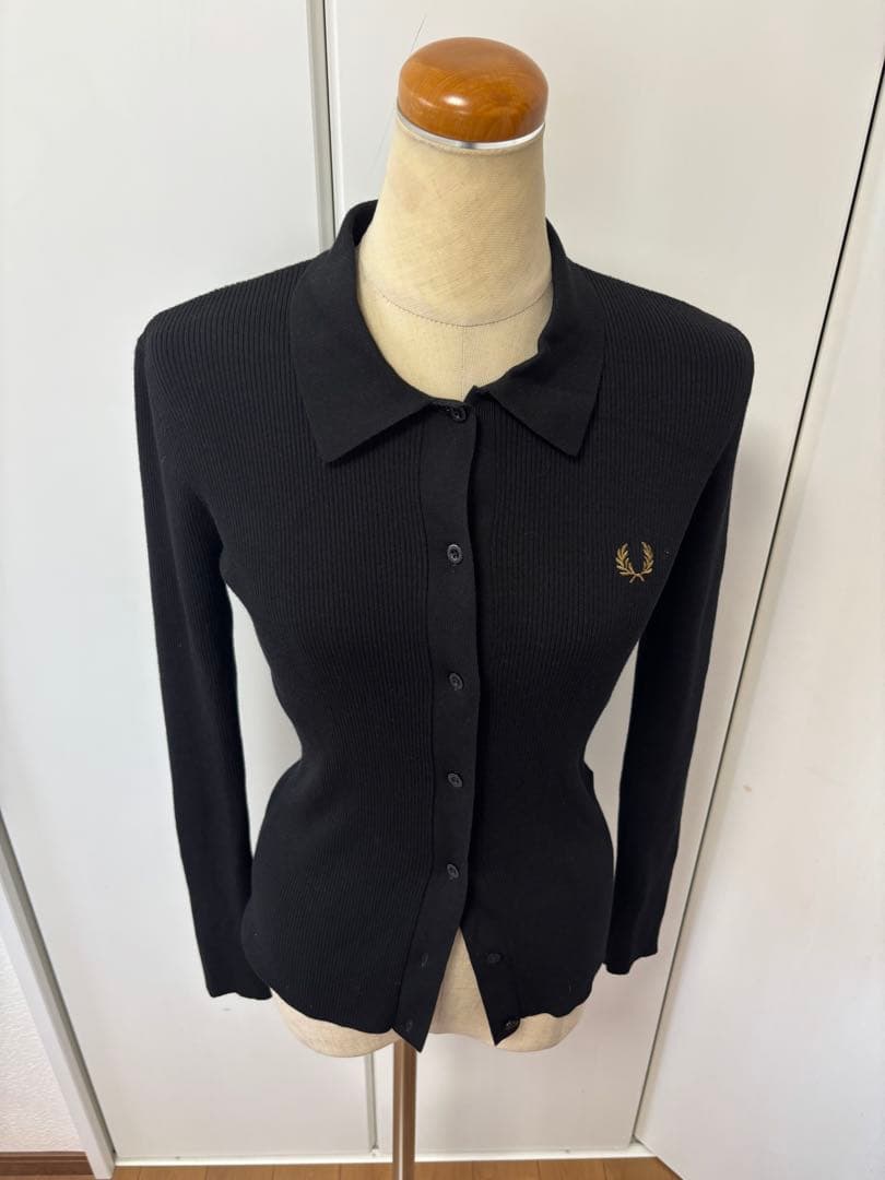 フレッドペリー FREDPERRYブラック リブカーディガン