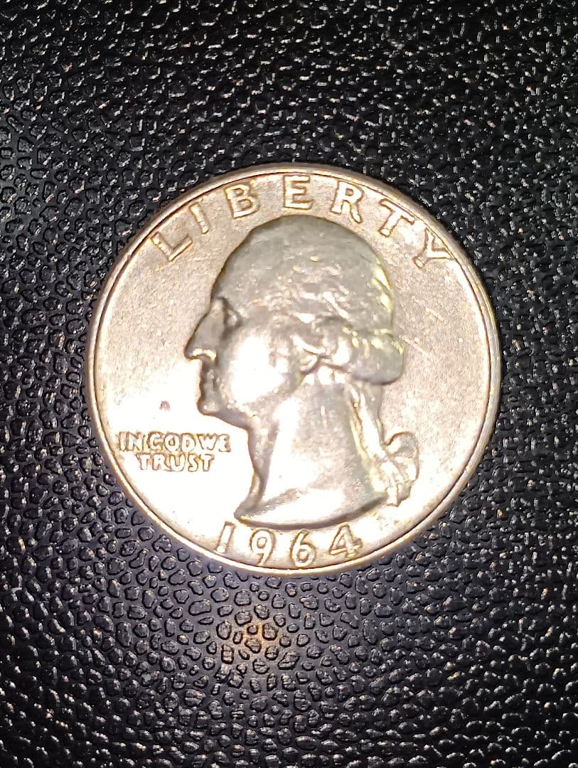 1957年、1958年、1964年 アメリカ合衆国25セント銀貨４枚