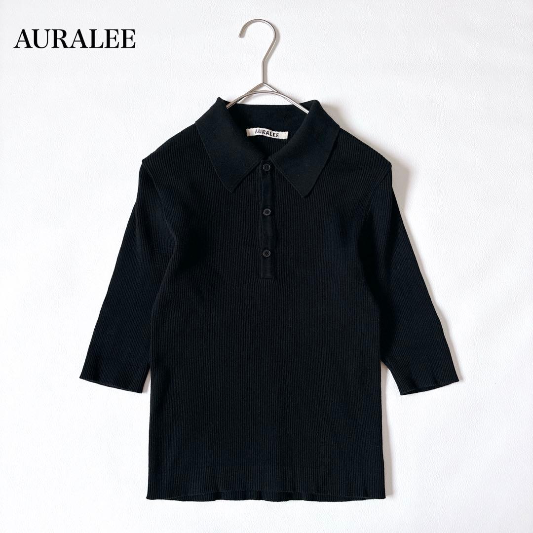 未使用級♡オーラリー GIZA HIGH GAUGE RIB KNIT POLO