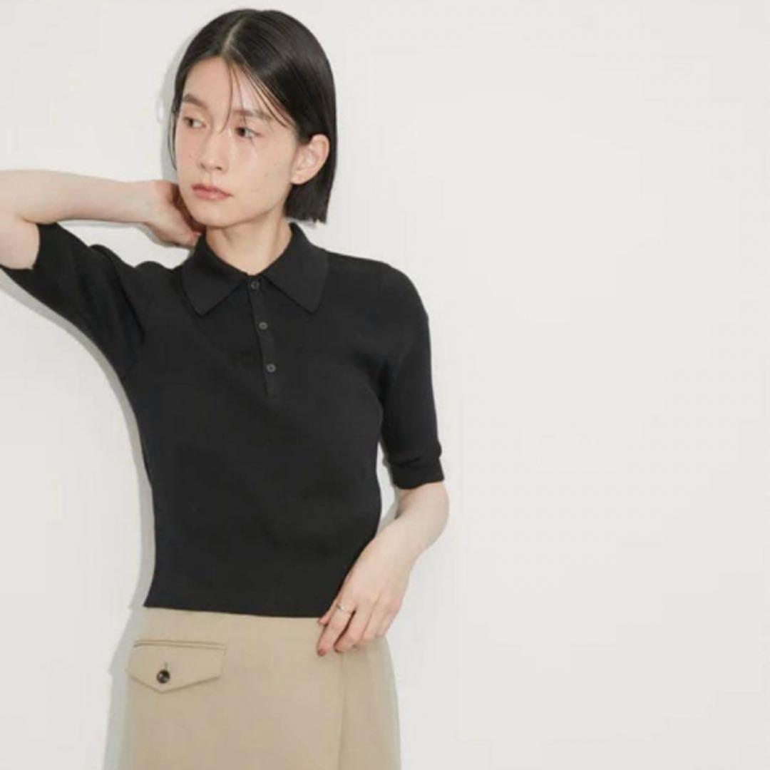 未使用級♡オーラリー GIZA HIGH GAUGE RIB KNIT POLO