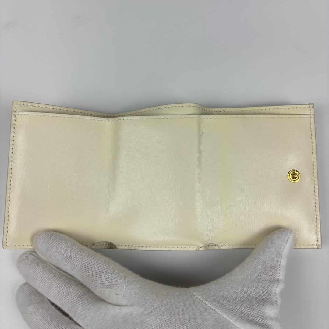 ジルサンダー レザー 3つ折り財布 ロゴ コンパクトウォレット アイボリー 白