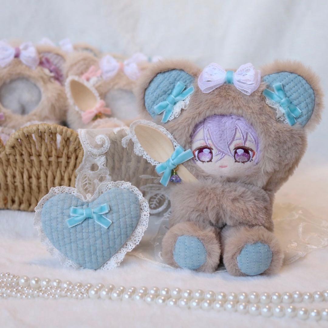⑤持てるよくまさん.12〜14cm/ライトブルー❤︎おすわりぬい服ちびぐるみ/モカ