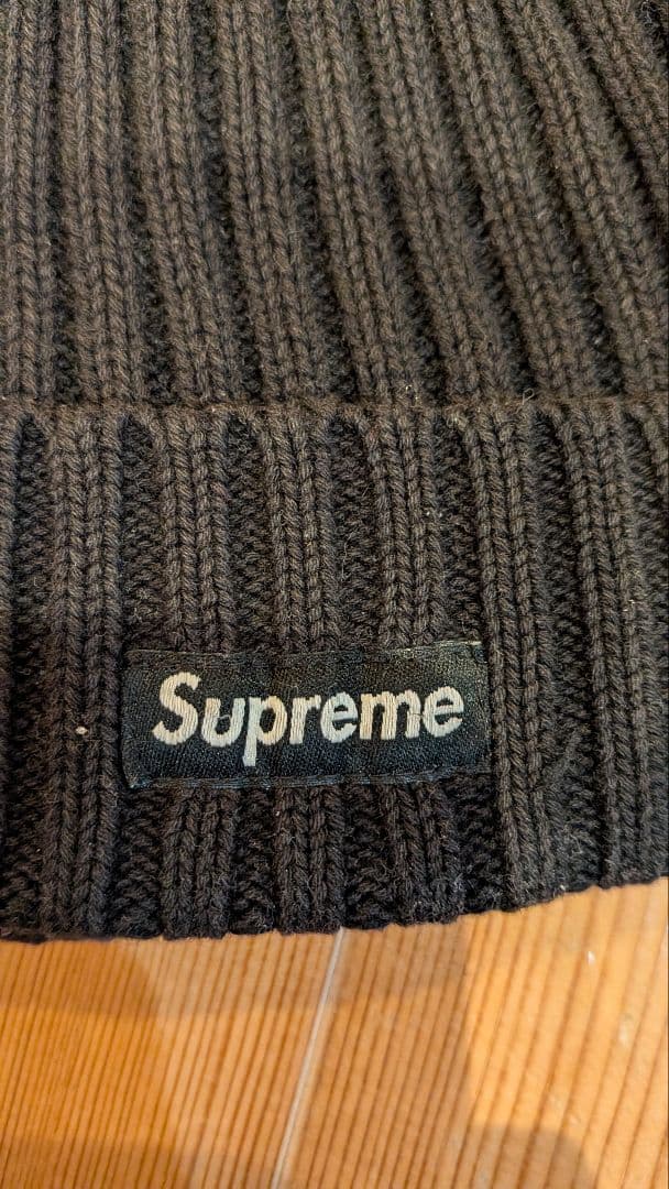 Supreme 黒 ニット帽 100%コットン