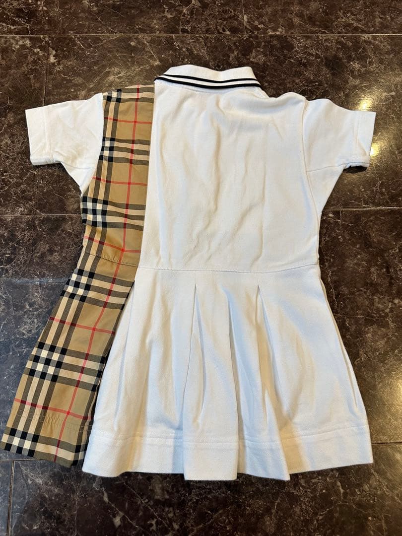 BURBERRY ワンピース 3Y ホワイト/ベージュ