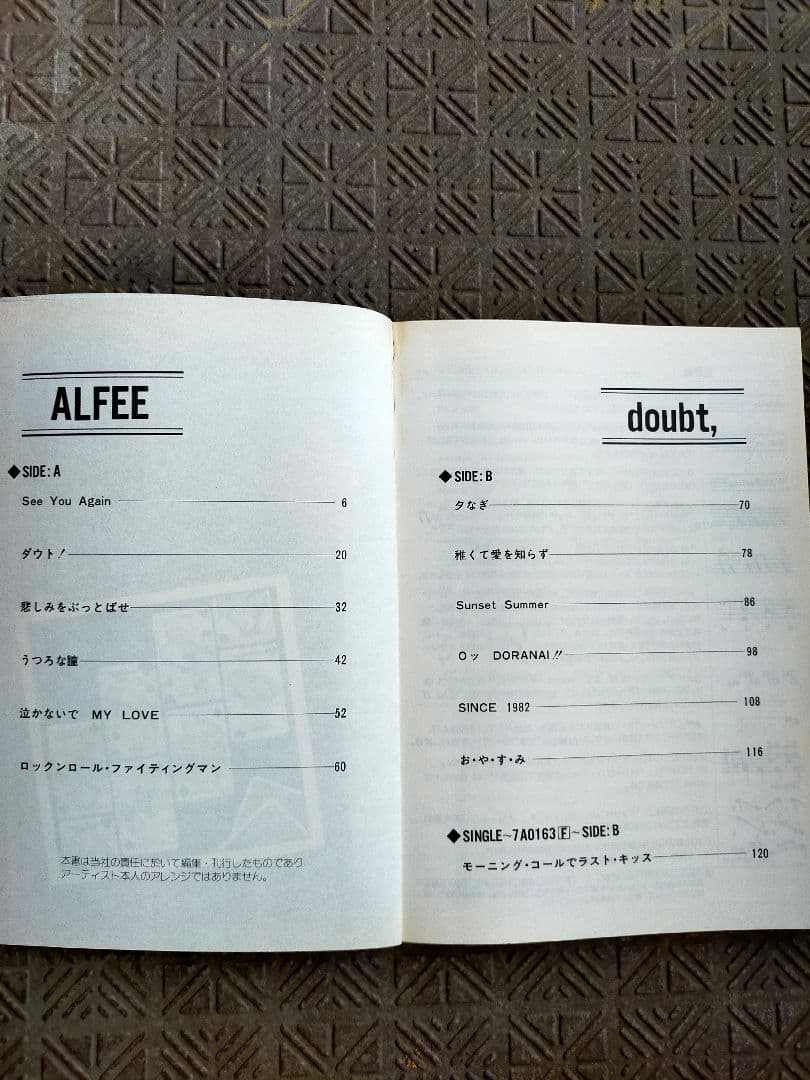 THE ALFEE バンドスコア　doubt，
